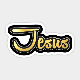 Shiny black and Gold JESUS word ver1 Sticker